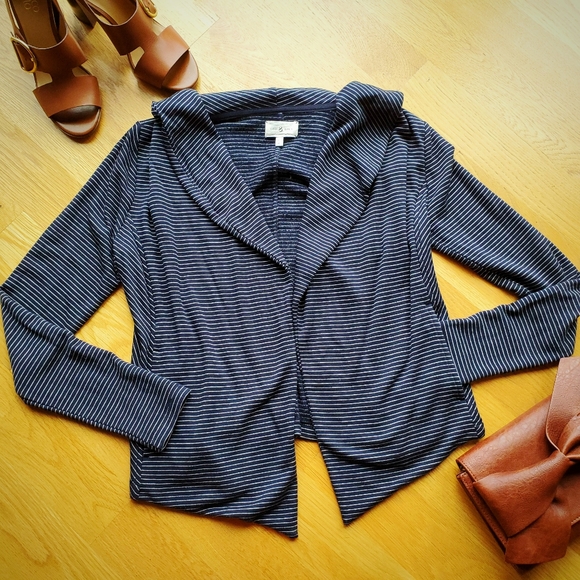 Lou&Grey Sz XS Navy & White Striped Open Jacket - Picture 2 of 6